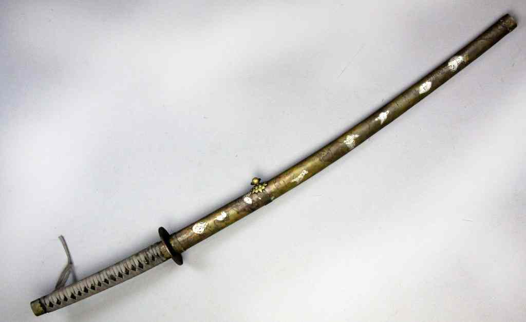 Appraisal: Japanese Mixed Metal KatanaThe sheath decorated with figures and beast