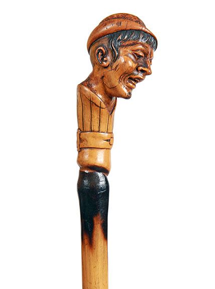 Appraisal: Folk Art Portrait Cane Ca - A nicely carved gentlemen