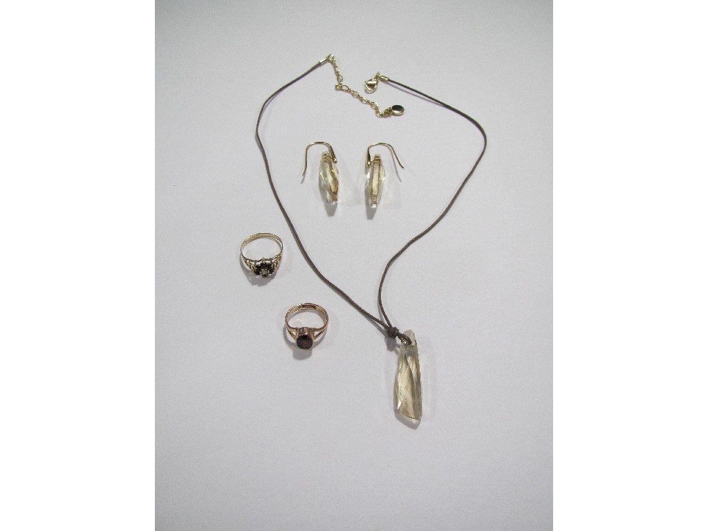 Appraisal: Lot comprising Swarovski earrings and pendant and two ct gold