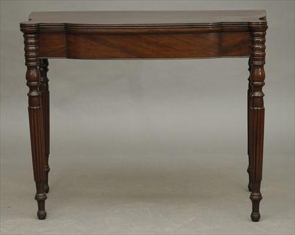 Appraisal: Federal-Style Mahogany Fold-Top Card Table x x in in extended