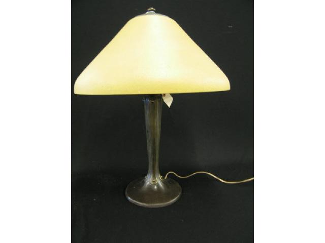 Appraisal: Handel Art Glass Lamp yellow chipped ice effect shade diameter