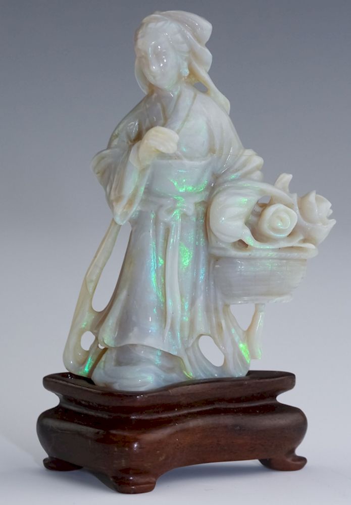 Appraisal: Chinese Carved Quan Yin Solid Opal Figural Statue Chinese export