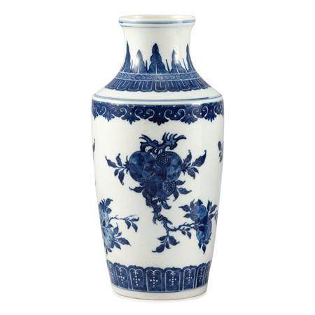 Appraisal: Chinese Blue and White Glazed Porcelain Sanduo Vase Estimate -