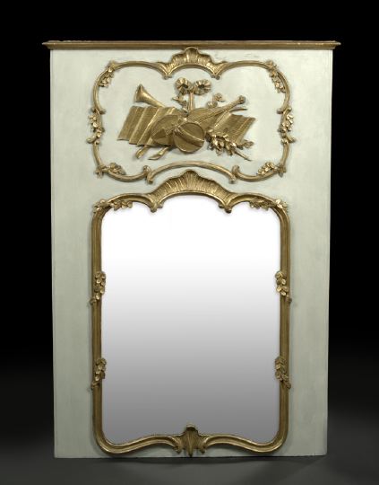 Appraisal: Regence-Style Polychromed and Giltwood Looking Glass ca the molded crest