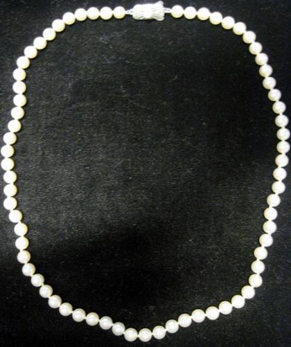 Appraisal: Lady's strand of pearls MikimotoWhite gold clasp approximately mm each