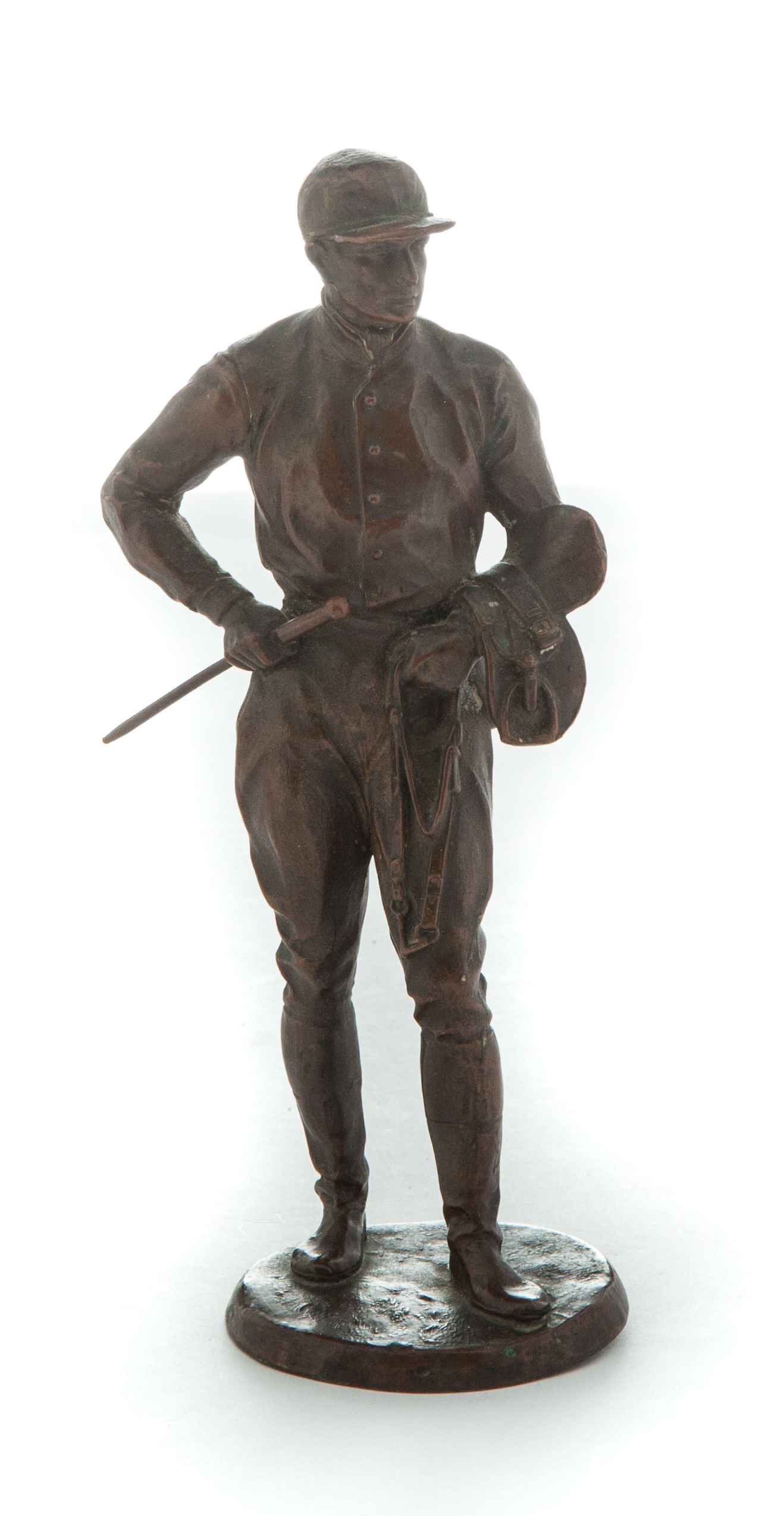 Appraisal: BRONZE OF A MALE JOCKEY FIGURE Marked Germany ca Young