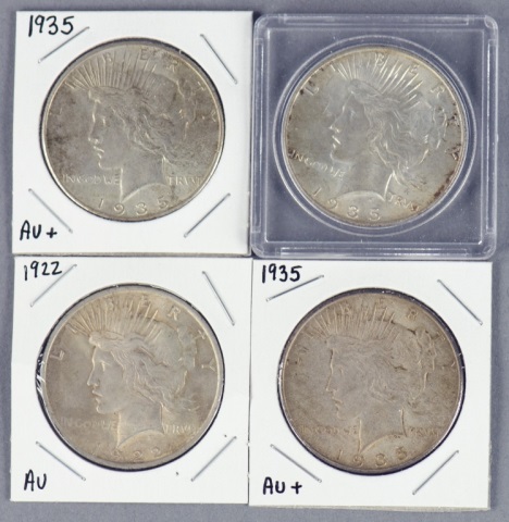 Appraisal: Three Peace DollarsAll grading AU better date plus a issue