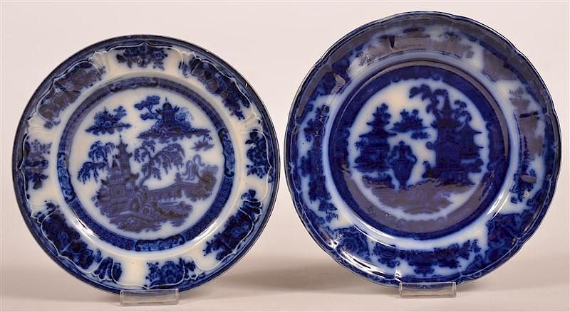 Appraisal: Two Flow Blue Transfer Decorated Plates Two Flow Blue Transfer