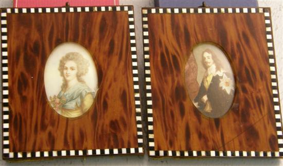 Appraisal: Two th century miniatures in tortoiseshell ebony and ivory frames