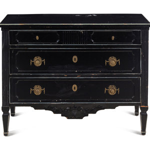 Appraisal: An Italian Gilt Metal Mounted Ebonized Chest of Drawers Mid-