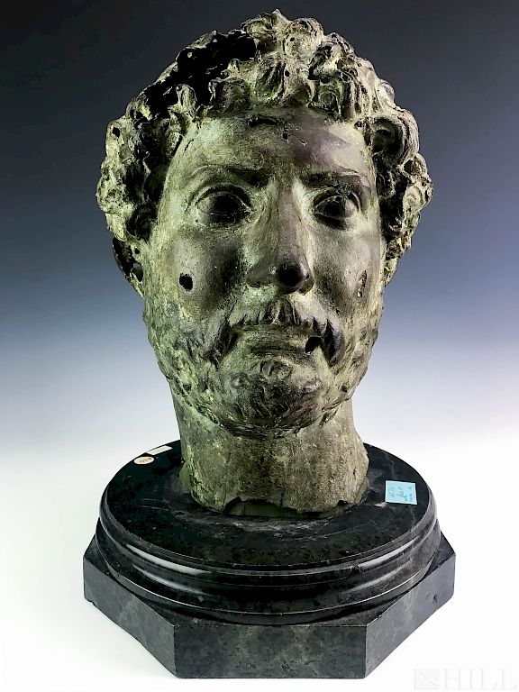 Appraisal: Italian Bronze Head of a Roman Hero Bust Sculpture Bronze