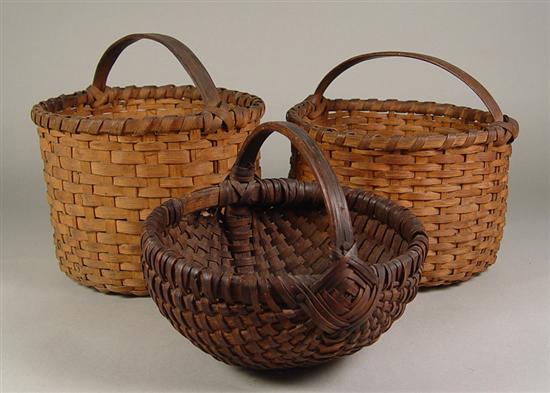 Appraisal: Three Oak Splint Baskets Probably North Carolina or Western Virginia