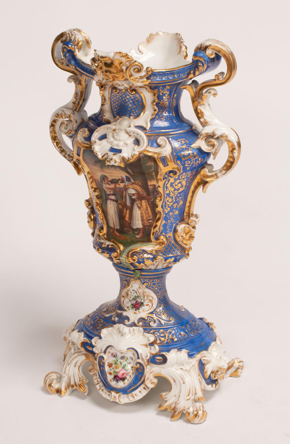 Appraisal: Large Paris Gilt and Polychrome Porcelain Footed Vase in the