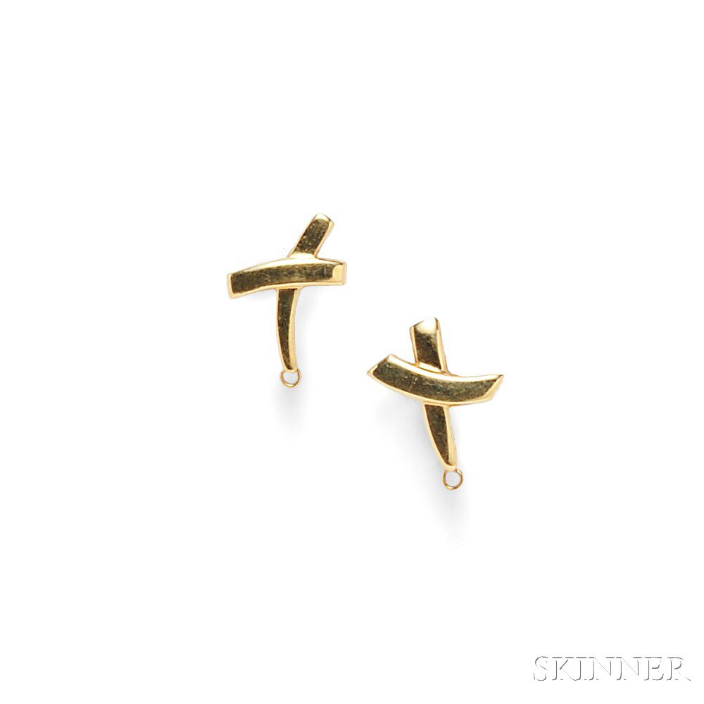 Appraisal: kt Gold X Earrings Paloma Picasso Tiffany Co lg in