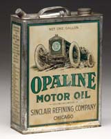 Appraisal: OPALINE MOTOR OIL ONE GALLON CAN WITH RACECAR This early