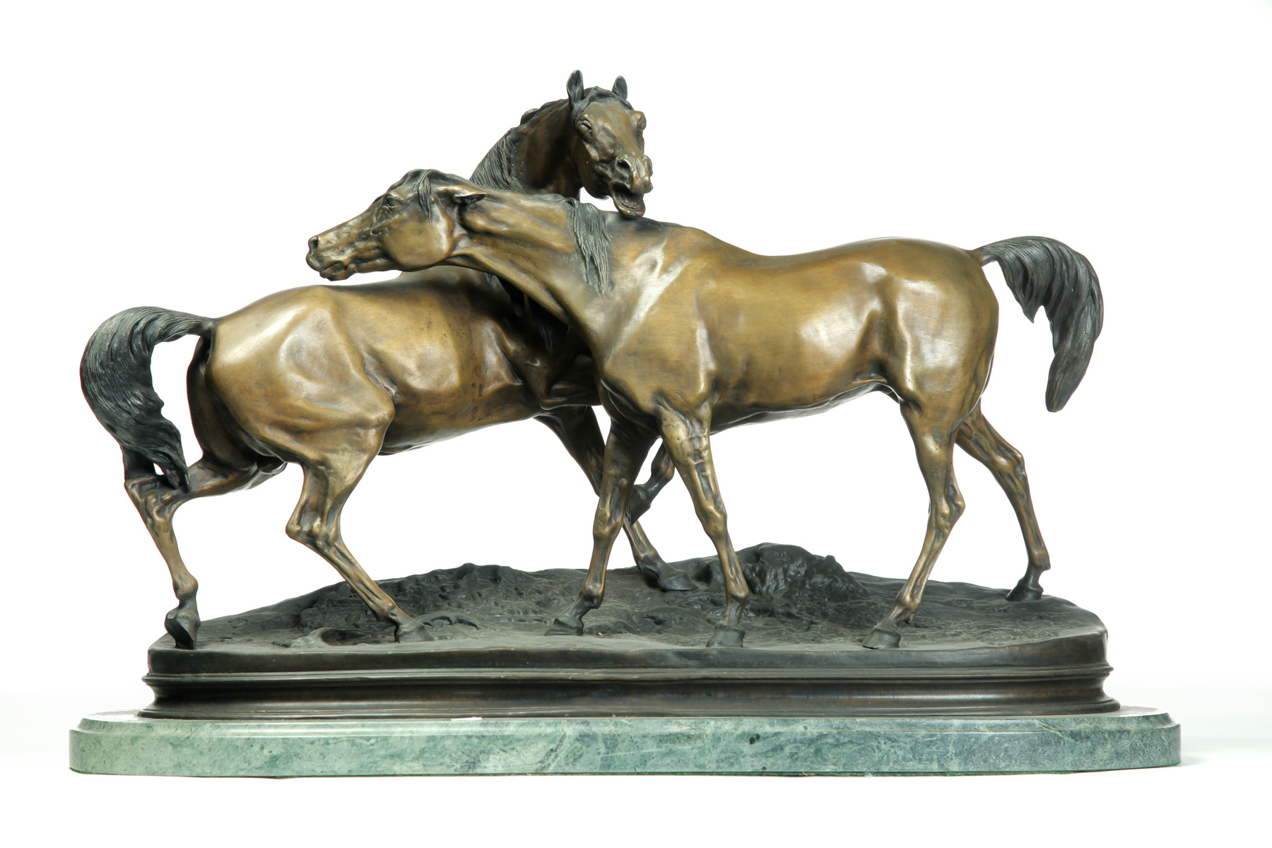 Appraisal: BRONZE HORSES AFTER PIERRE JULES MENE FRANCE - Signed on