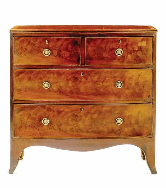 Appraisal: Georgian style mahogany bowfront chest of drawers mid th century