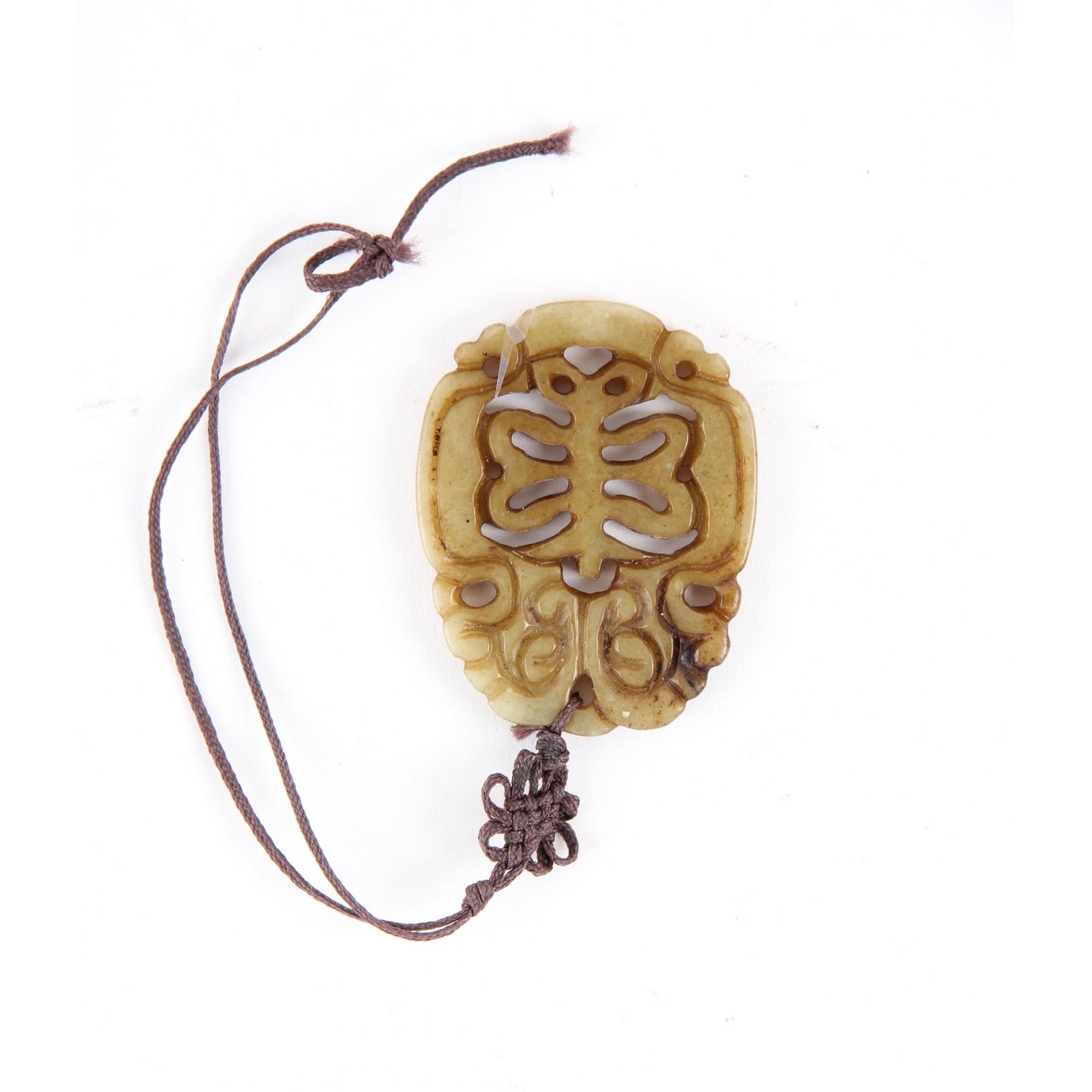 Appraisal: Chinese Yellow Jade Openwork Pendant x in Good condition