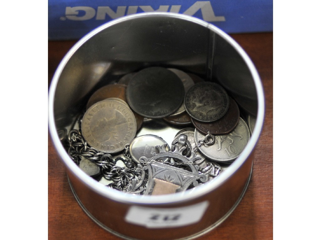 Appraisal: Lot comprising silver medal locket and some coins