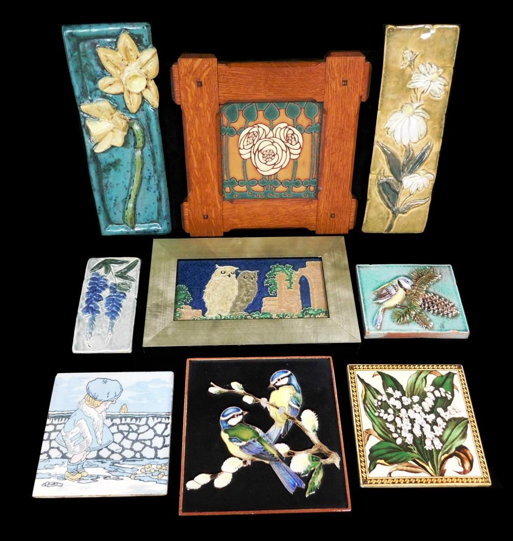 Appraisal: Nine ceramic tiles American English and Continental late th- th