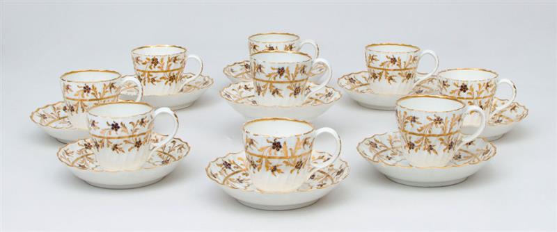 Appraisal: SET OF NINE WORCESTER PORCELAIN COFFEE CUPS AND STANDS One