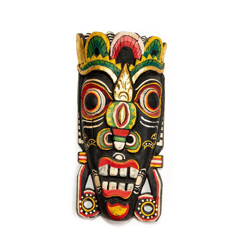 Appraisal: BALINESE ALLEGORICAL YAMANTAKA BHOMA TRIBAL WALL MASK Hand made decorated