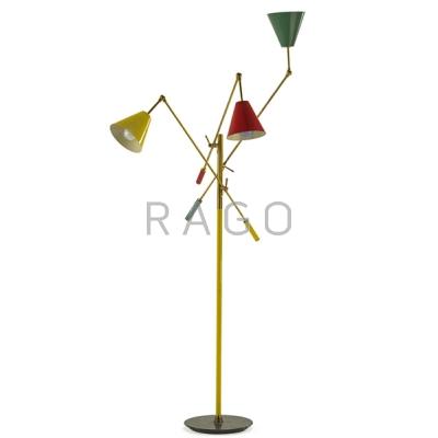 Appraisal: ARREDOLUCE Triennale floor lamp Italy s Enameled metal brass marble