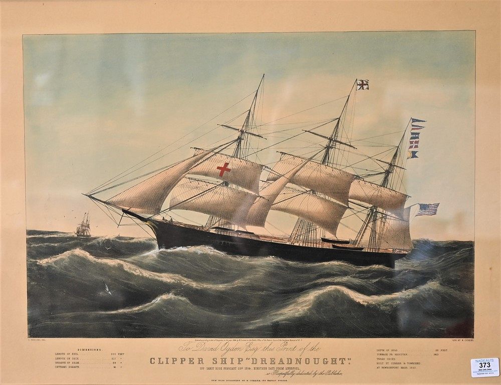 Appraisal: After Nathaniel Currier American - Chipper Ship Dreadnought lithograph with