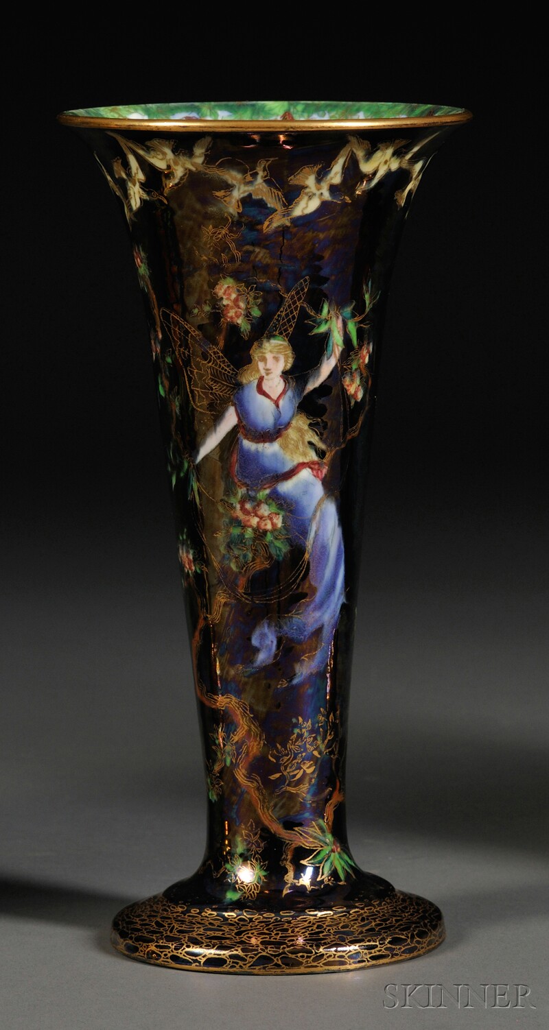 Appraisal: Wedgwood Fairyland Lustre Trumpet Vase England c Z Butterfly Women