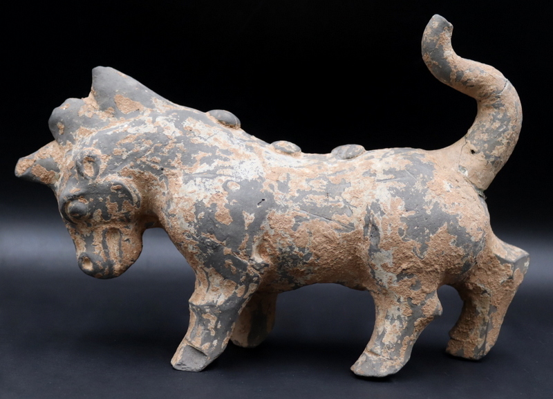 Appraisal: Chinese Grey Pottery Model of a Stylized Rhino Chinese grey