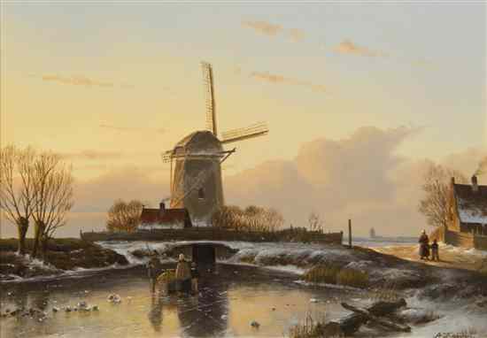 Appraisal: Anton Karssen Dutch b Winter Landscape oil on panel signed