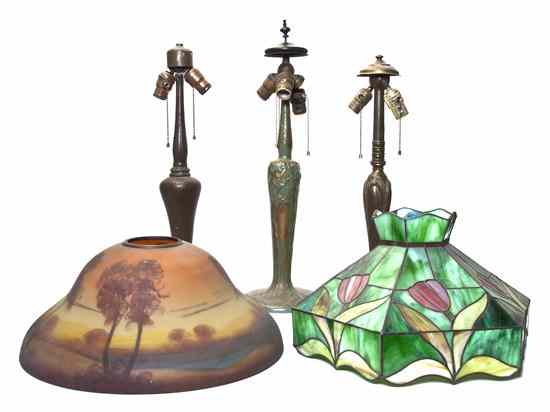 Appraisal: A Collection of American Table Lamp Parts comprising three cast