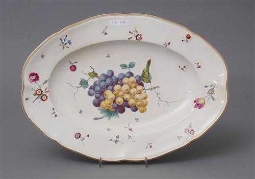 Appraisal: OVAL PLATTER WITH FRUIT DECORATION Frankenthal circa Curved shape with