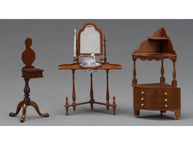 Appraisal: Assortment of Toilette Furnishings MN A wonderful combination washstand commode