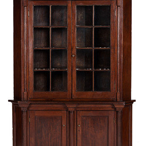 Appraisal: A One-Piece Sheraton Cherry Corner Cupboard th Century Height x