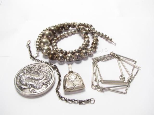 Appraisal: Five sterling silver jewelry items including vintage Reed Barton Ming