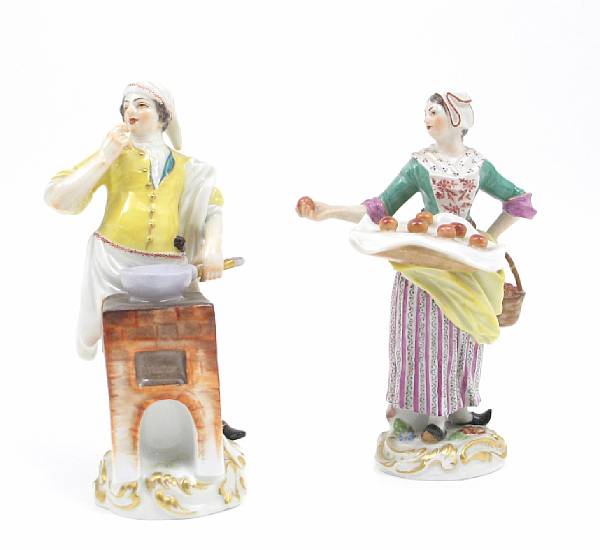 Appraisal: Two Meissen porcelain figures height in