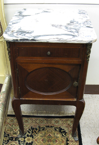 Appraisal: LOUIS XV STYLE MAHOGANY CABINET NIGHTSTAND Continental th century The