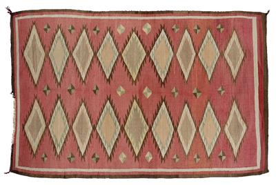 Appraisal: Finely woven Navajo rug two rows serrated diamonds with faded