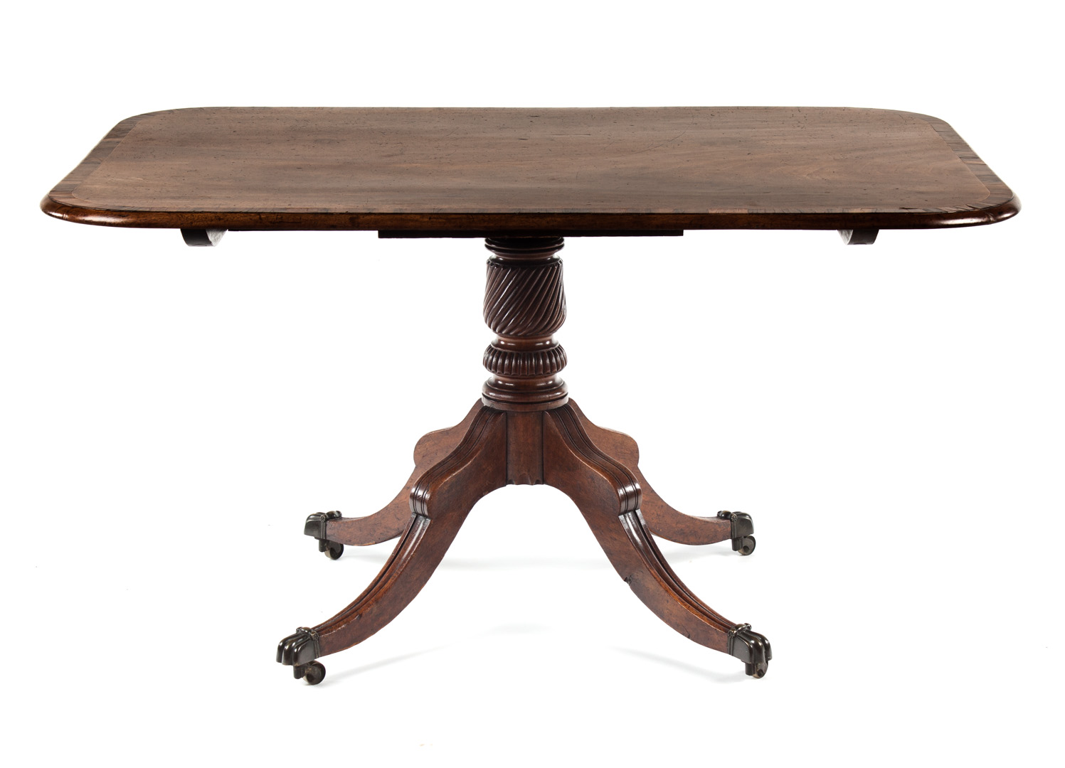 Appraisal: Regency mahogany tilt-top breakfast table circa string and banded inlay