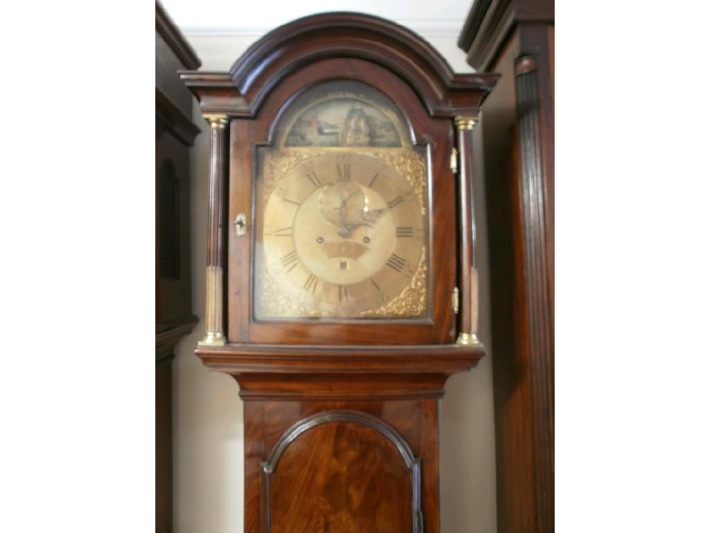 Appraisal: A George III flamed mahogany long case clock with fluted