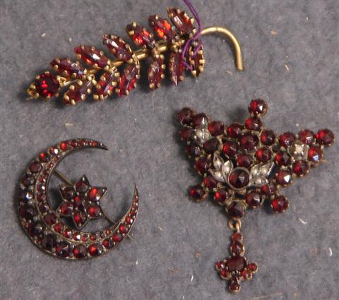 Appraisal: Victorian garnet pins tree crescent butterfly - Estimate -