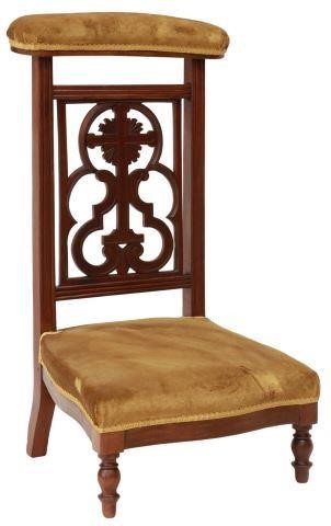 Appraisal: French mahogany prie-dieu prayer kneeler th c padded top rail