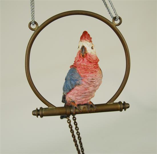 Appraisal: AUSTRIAN COLD PAINTED BRONZE PERCHED PARROT signed on tail Geschut