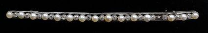 Appraisal: Seed Pearl and Diamond Bar Pin As is condition in