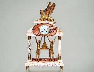 Appraisal: ART DECO GILT METAL AND MARBLE MANTEL CLOCK French Circa