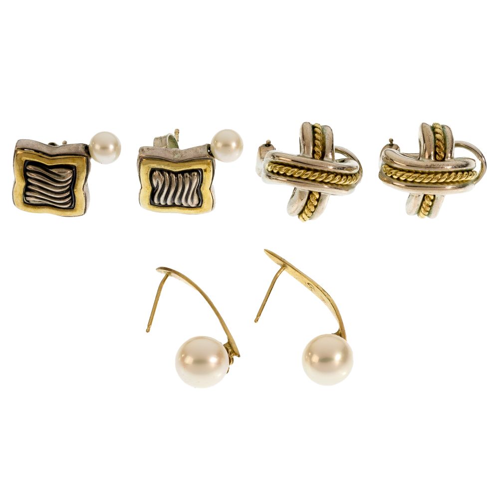 Appraisal: DESIGNER GOLD AND SILVER EARRING ASSORTMENT pairs of earrings including