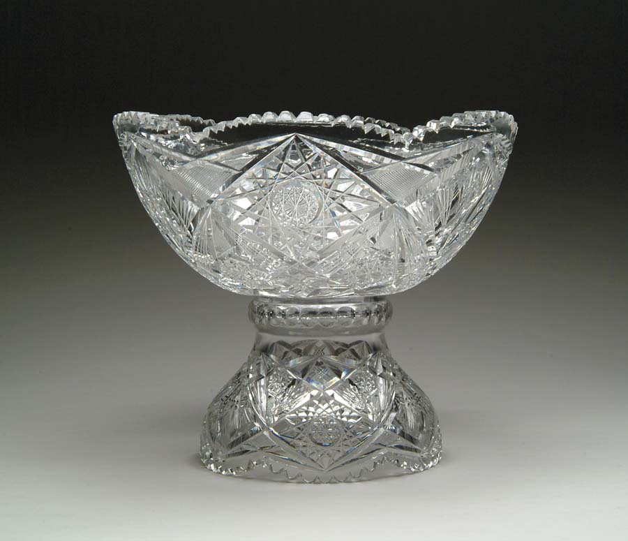 Appraisal: TWO PIECE PUNCHBOWL Two piece punchbowl is cut in hobstar