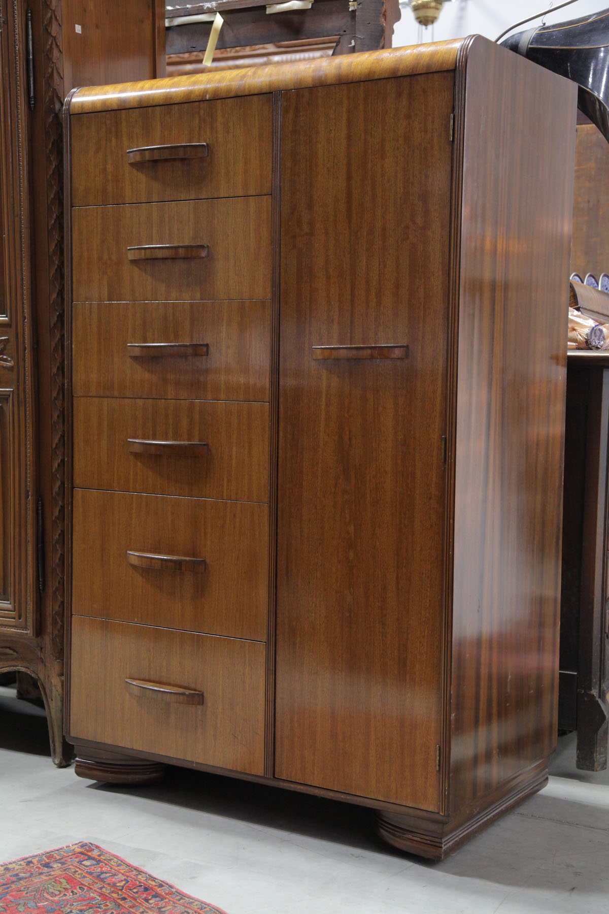 Appraisal: CHIFFEROBE Probably English th century Mahogany veneered chifferobe having six