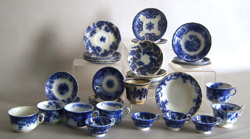 Appraisal: Group of flow blue cups and saucers